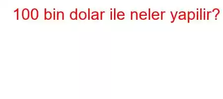 100 bin dolar ile neler yapilir?