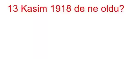 13 Kasim 1918 de ne oldu?