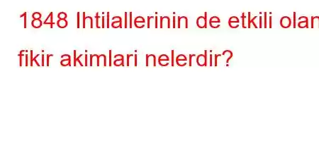 1848 Ihtilallerinin de etkili olan fikir akimlari nelerdir?