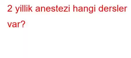 2 yillik anestezi hangi dersler var