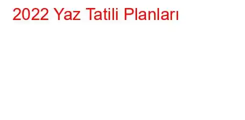 2022 Yaz Tatili Planları