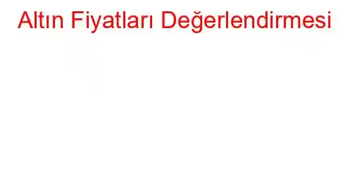 Altın Fiyatları Değerlendirmesi