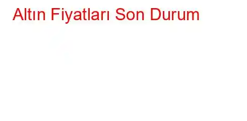 Altın Fiyatları Son Durum