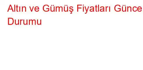 Altın ve Gümüş Fiyatları Güncel Durumu