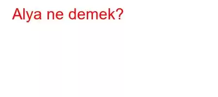 Alya ne demek?