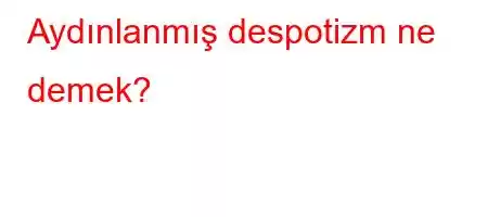 Aydınlanmış despotizm ne demek?