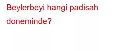 Beylerbeyi hangi padisah doneminde?