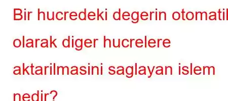 Bir hucredeki degerin otomatik olarak diger hucrelere aktarilmasini saglayan islem nedir?