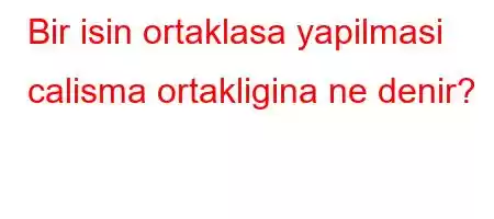 Bir isin ortaklasa yapilmasi calisma ortakligina ne denir?