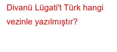 Divanü Lügati't Türk hangi vezinle yazılmıştır?