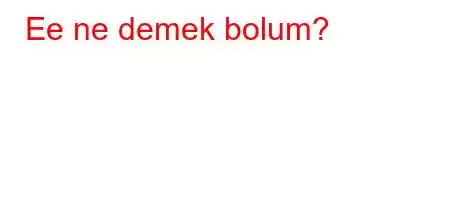 Ee ne demek bolum