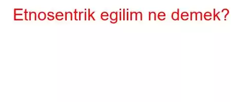 Etnosentrik egilim ne demek?