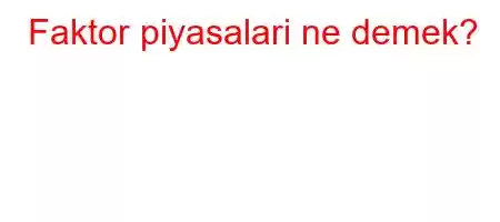 Faktor piyasalari ne demek