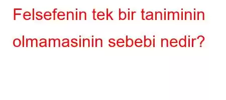 Felsefenin tek bir taniminin olmamasinin sebebi nedir