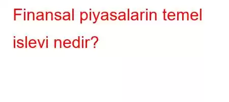 Finansal piyasalarin temel islevi nedir?