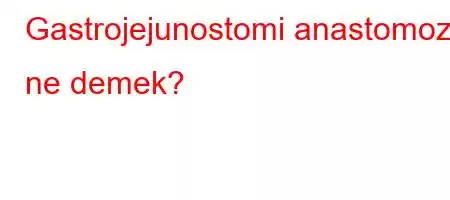 Gastrojejunostomi anastomoz ne demek?