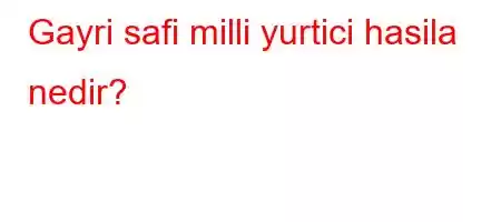 Gayri safi milli yurtici hasila nedir?