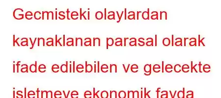 Gecmisteki olaylardan kaynaklanan parasal olarak ifade edilebilen ve gelecekte isletmeye ekonomik fayda cikisina neden olmasi beklenen mevcut yukumluluklere ne denir?