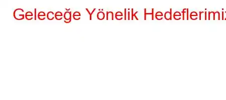 Geleceğe Yönelik Hedeflerimiz