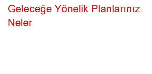 Geleceğe Yönelik Planlarınız Neler