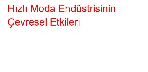  Hızlı Moda Endüstrisinin Çevresel Etkileri