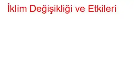 İklim Değişikliği ve Etkileri