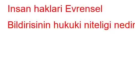 Insan haklari Evrensel Bildirisinin hukuki niteligi nedir?