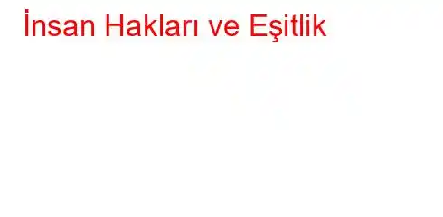 İnsan Hakları ve Eşitlik