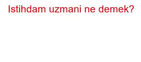 Istihdam uzmani ne demek?