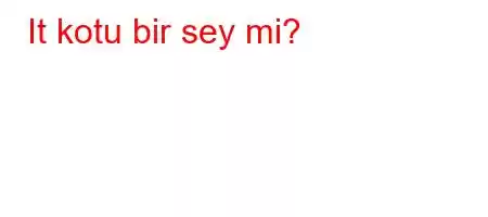 It kotu bir sey mi?