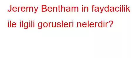 Jeremy Bentham in faydacilik ile ilgili gorusleri nelerdir?