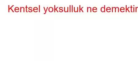 Kentsel yoksulluk ne demektir