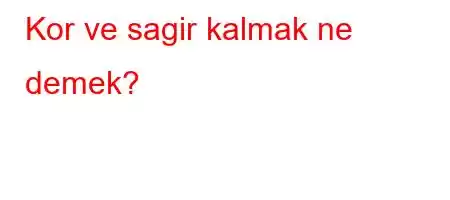 Kor ve sagir kalmak ne demek?