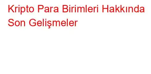 Kripto Para Birimleri Hakkında Son Gelişmeler