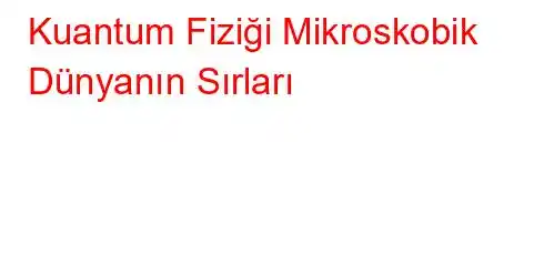 Kuantum Fiziği Mikroskobik Dünyanın Sırları