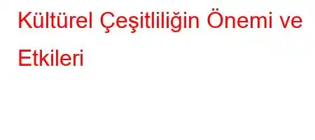 Kültürel Çeşitliliğin Önemi ve Etkileri