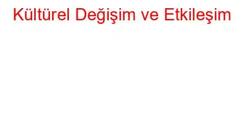 Kültürel Değişim ve Etkileşim