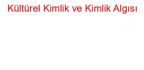 Kültürel Kimlik ve Kimlik Algısı