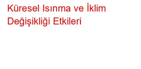 Küresel Isınma ve İklim Değişikliği Etkileri