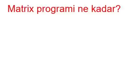 Matrix programi ne kadar?