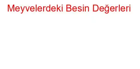 Meyvelerdeki Besin Değerleri