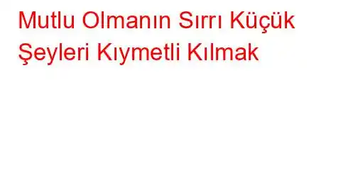 Mutlu Olmanın Sırrı Küçük Şeyleri Kıymetli Kılmak