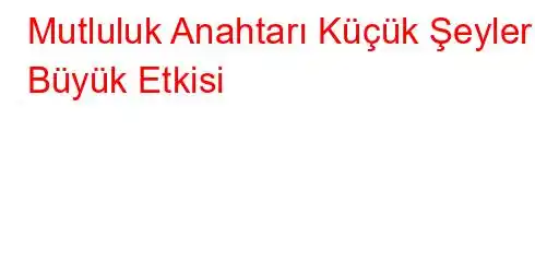 Mutluluk Anahtarı Küçük Şeylerin Büyük Etkisi