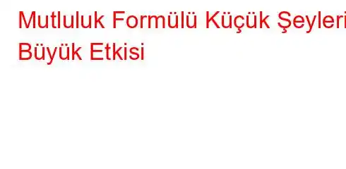 Mutluluk Formülü Küçük Şeylerin Büyük Etkisi