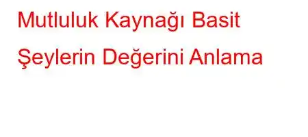 Mutluluk Kaynağı Basit Şeylerin Değerini Anlama