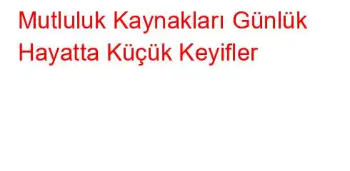 Mutluluk Kaynakları Günlük Hayatta Küçük Keyifler