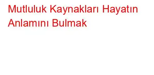 Mutluluk Kaynakları Hayatın Anlamını Bulmak