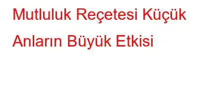 Mutluluk Reçetesi Küçük Anların Büyük Etkisi