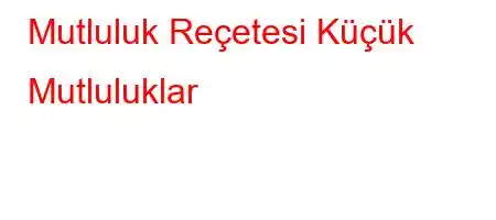 Mutluluk Reçetesi Küçük Mutluluklar