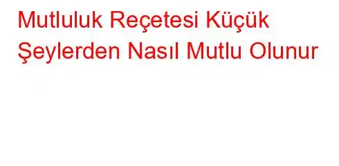 Mutluluk Reçetesi Küçük Şeylerden Nasıl Mutlu Olunur